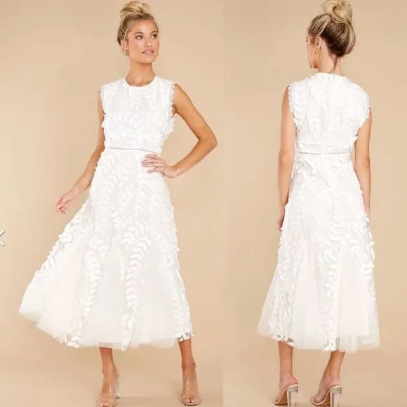 Just Me Ivory Lace Midi Dress - Picture 1 of 10